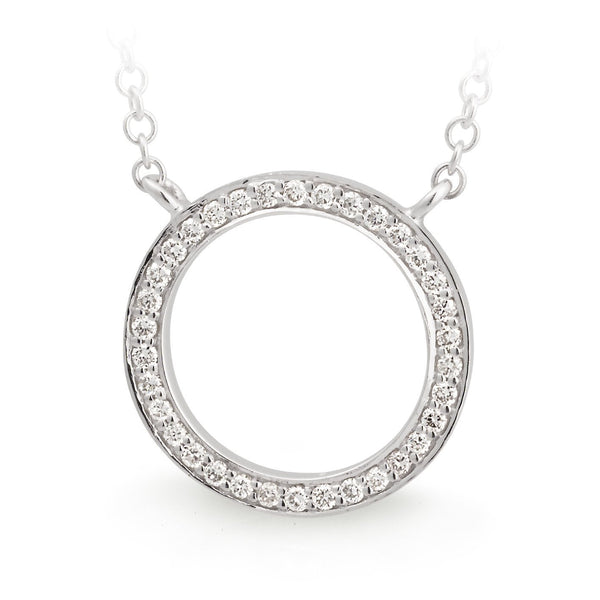 0.13ct Diamond Circle Necklet in 9ct White Gold