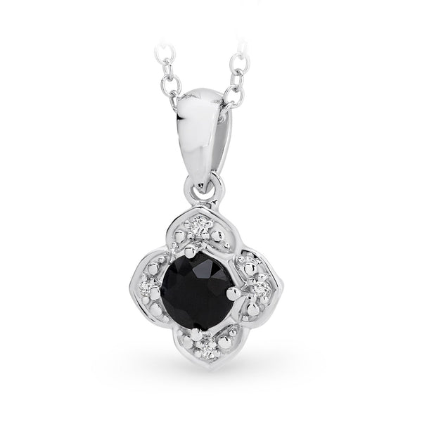 0.43ct Sapphire & 0.02ct Diamond Pendant in 9ct White Gold