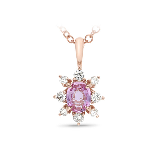 0.39ct Pink Sapphire & 0.15ct Diamond Pendant in 9ct Rose Gold