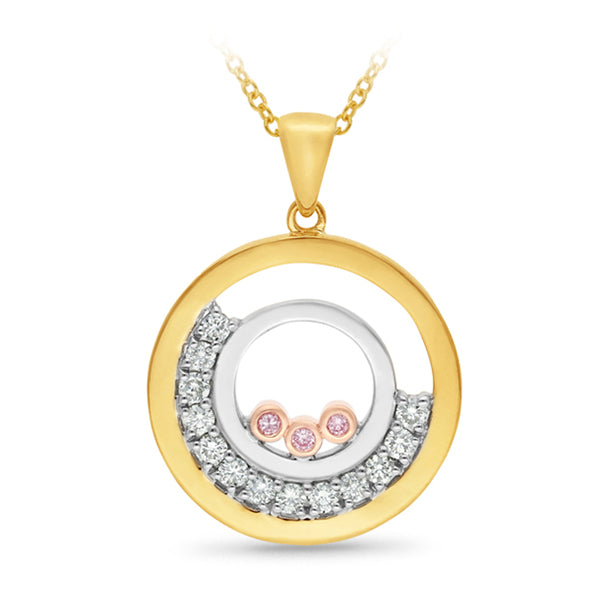 0.32ct Pink & White Diamond Floating Pendant in 9ct White & Yellow Gold