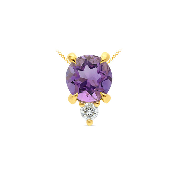 0.47ct Amethyst & Diamond Pendant in 9ct Yellow Gold