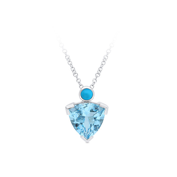 4.15ct Blue Topaz & Turquoise Pendant in 9ct White Gold