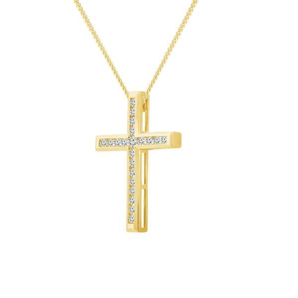 9ct Yellow Gold 0.50ct Diamond Cross Pendant