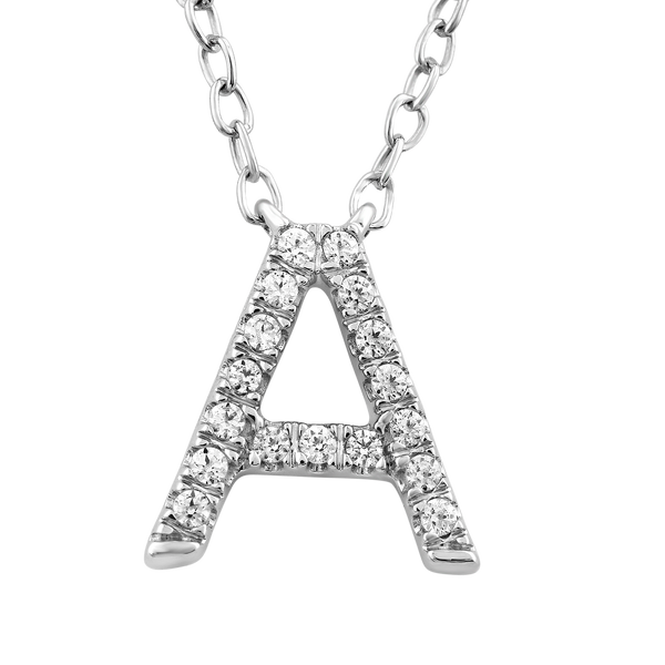 9ct White Gold Diamond Initial 'A' Necklace