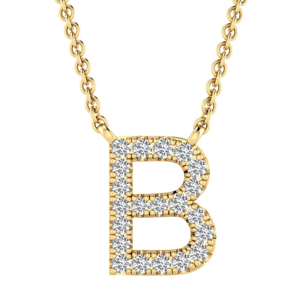 9ct Yellow Gold Diamond Initial 'B' Necklace