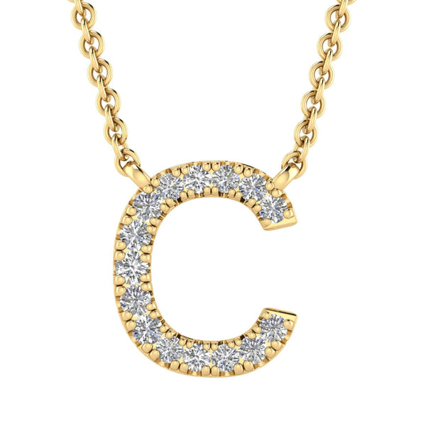 9ct Yellow Gold Diamond Initial 'C' Necklace