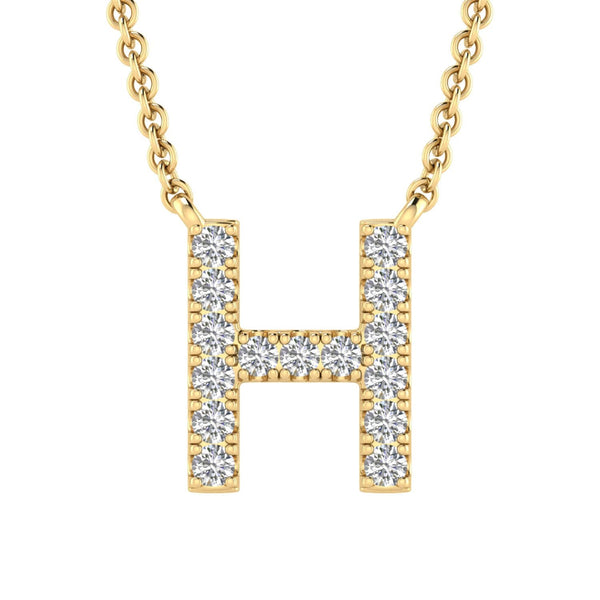 9ct Yellow Gold Diamond Initial 'H' Necklace