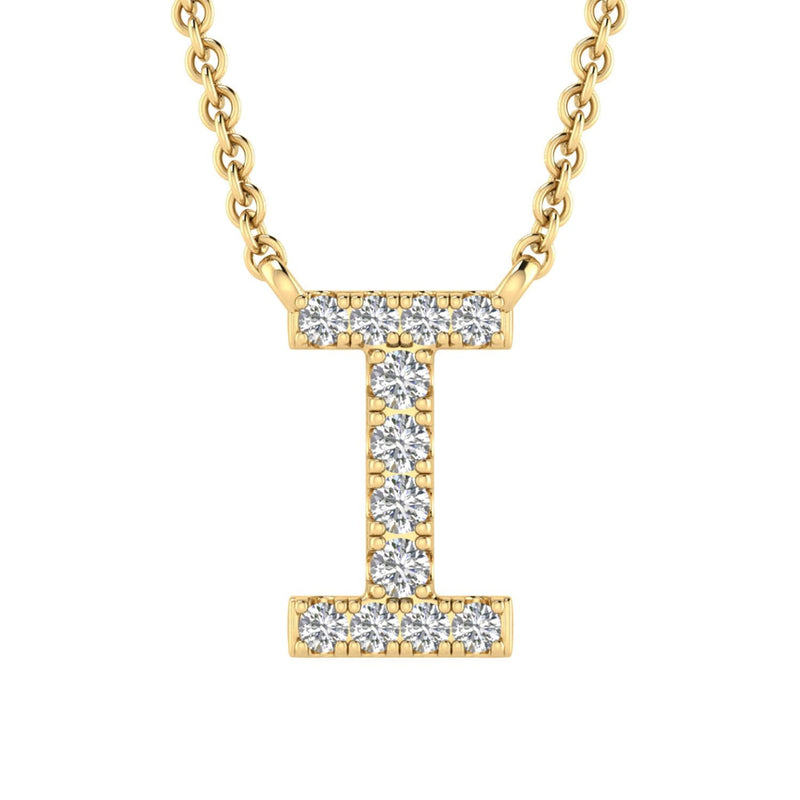 9ct Yellow Gold Diamond Initial 'I' Necklace