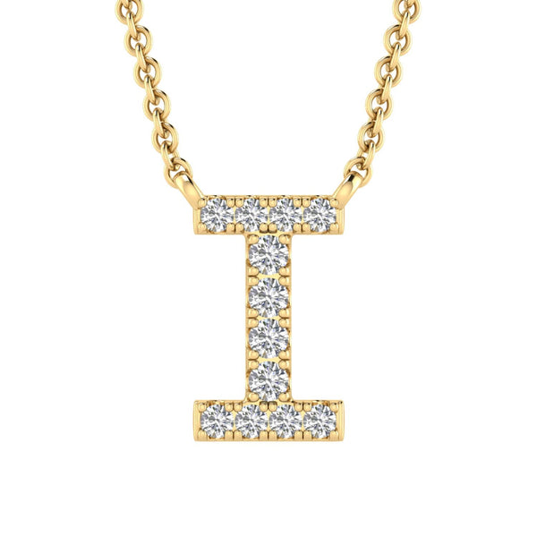 9ct Yellow Gold Diamond Initial 'I' Necklace