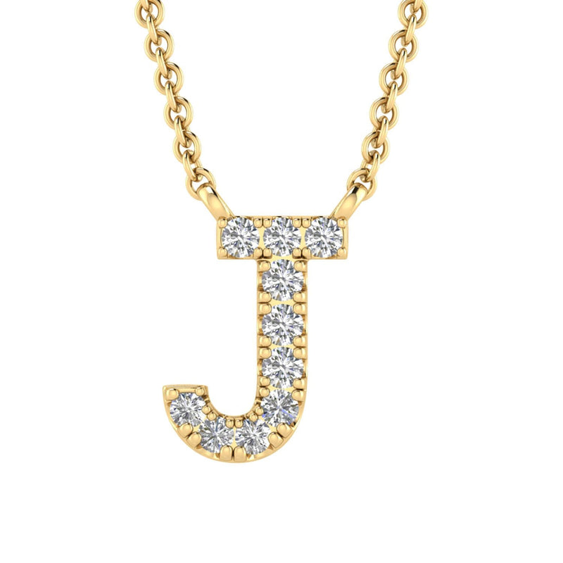 9ct Yellow Gold Diamond Initial 'J' Necklace