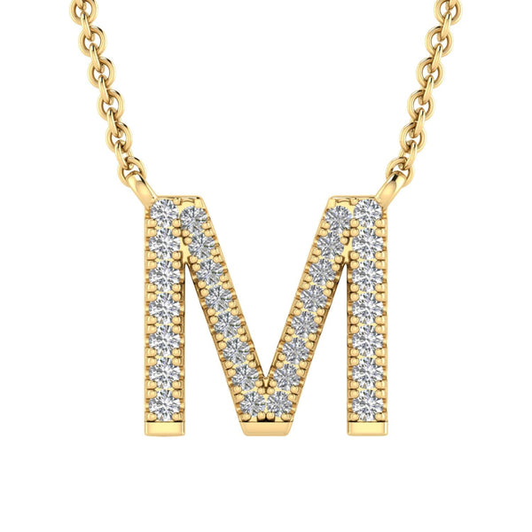 9ct Yellow Gold Diamond Initial 'M' Necklace