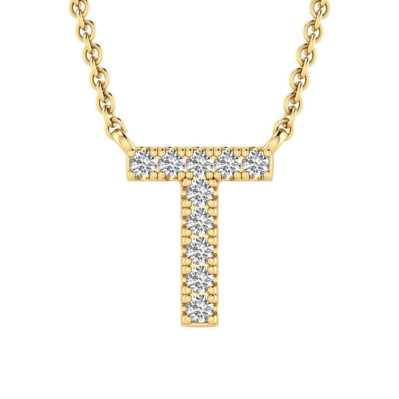 9ct Yellow Gold Diamond Initial 'T' Necklace