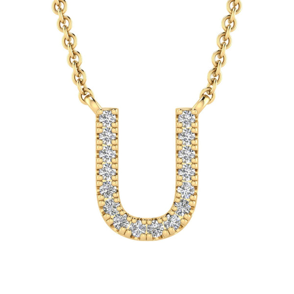 9ct Yellow Gold Diamond Initial 'U' Necklace