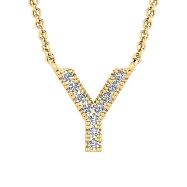 9ct Yellow Gold Diamond Initial 'Y' Necklace