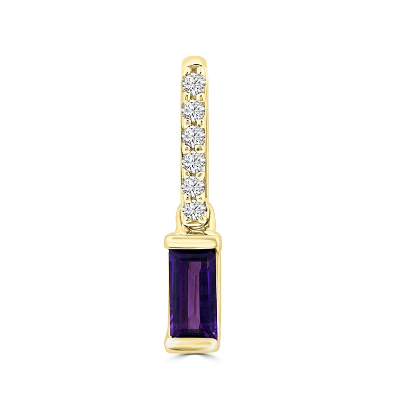 0.04ct HI I1 Diamond & Amethyst Pendant in 9ct Yellow Gold