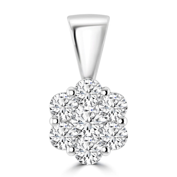 Cluster Diamond Pendant with 0.25ct Diamonds in 9ct White Gold - RJ9WPCLUS25GH