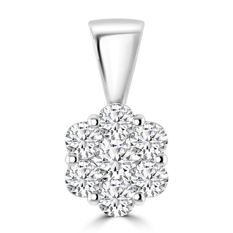 Cluster Diamond Pendant with 0.25ct Diamonds in 9ct White Gold - RJ9WPCLUS25GH