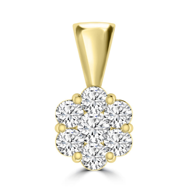 Cluster Diamond Pendant with 0.25ct Diamonds in 9ct Yellow Gold