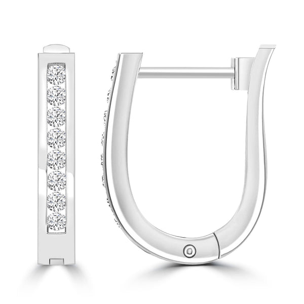 Diamond Huggie Earrings with 0.25ct Diamonds in 9ct White Gold - RJO9WHUG25GH