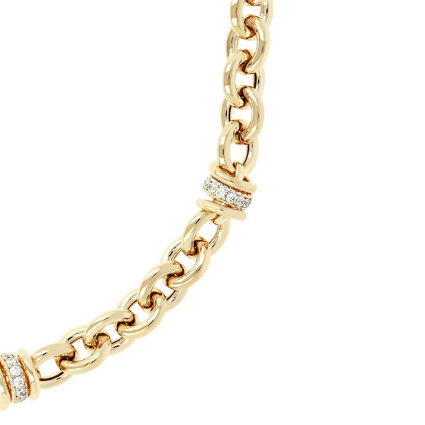 Bronzallure Golden Chain Link Necklace with Cubic Zirconia