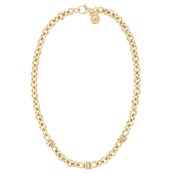 Bronzallure Golden Chain Link Necklace with Cubic Zirconia