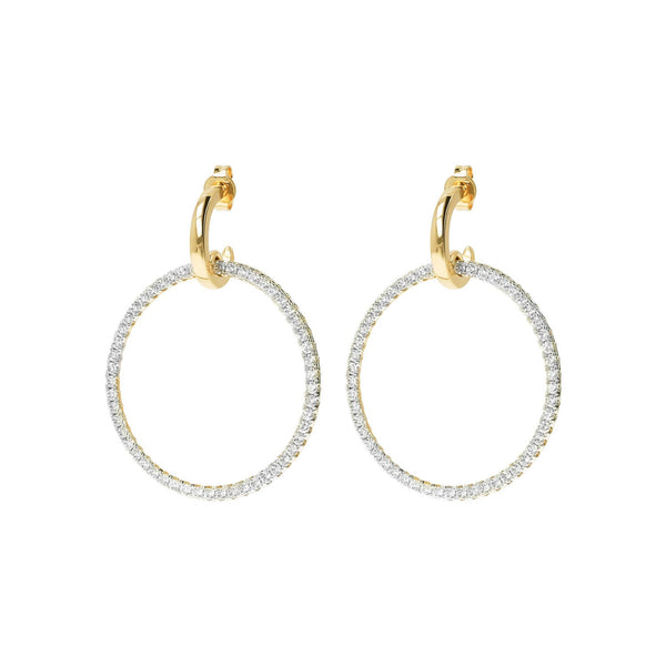 Bronzallure Golden Cubic Zirconia Large Circle Drop Earrings