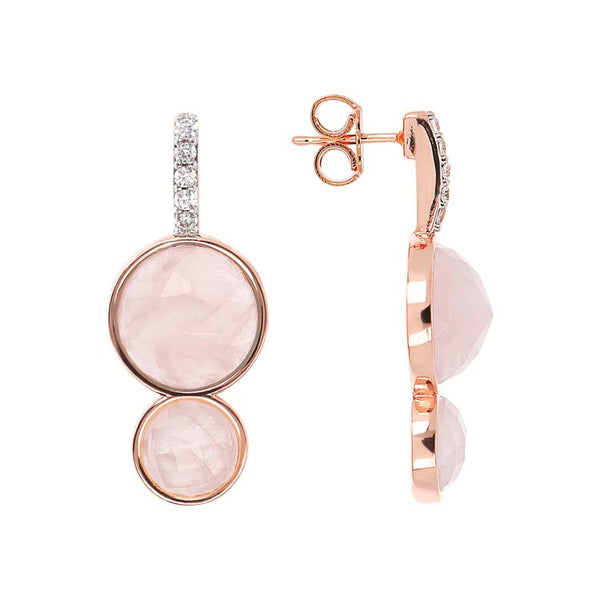 Bronzallure Preziosa Rose Quartz Cubic Zirconia Earrings