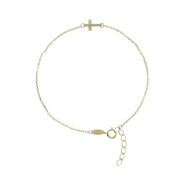 9ct Yellow Gold Forzatine Cross Bracelet 17cm