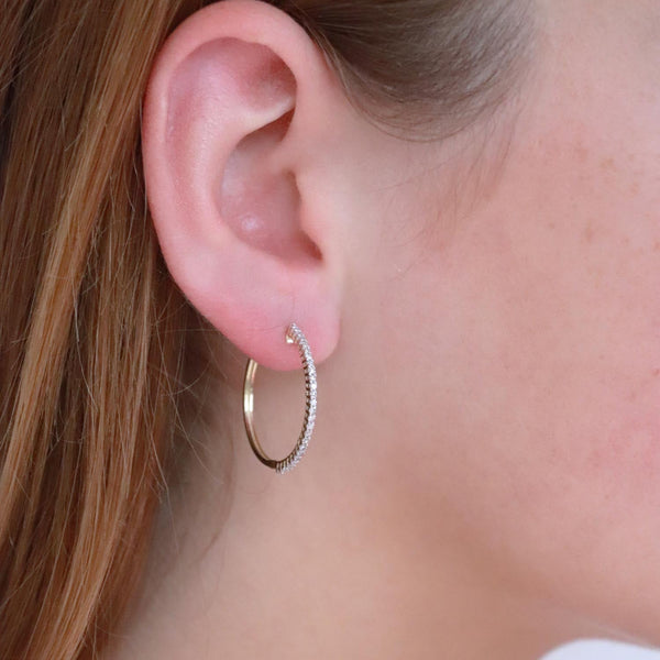 Hoop Earrings with 0.33ct Diamonds in 9K Yellow Gold