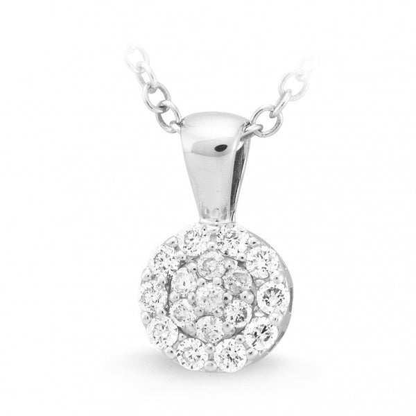 0.18ct Diamond Cluster Pendant in 9ct White Gold