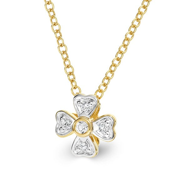 0.10ct Diamond 4 Leaf Clover Slider Pendant in 9ct Yellow Gold