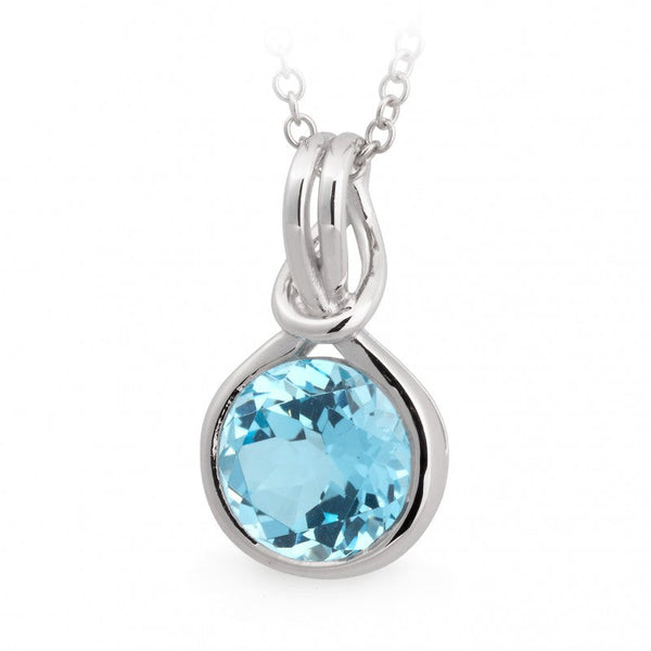 2.35ct Blue Topaz Bezel Set Pendant in 9ct White Gold