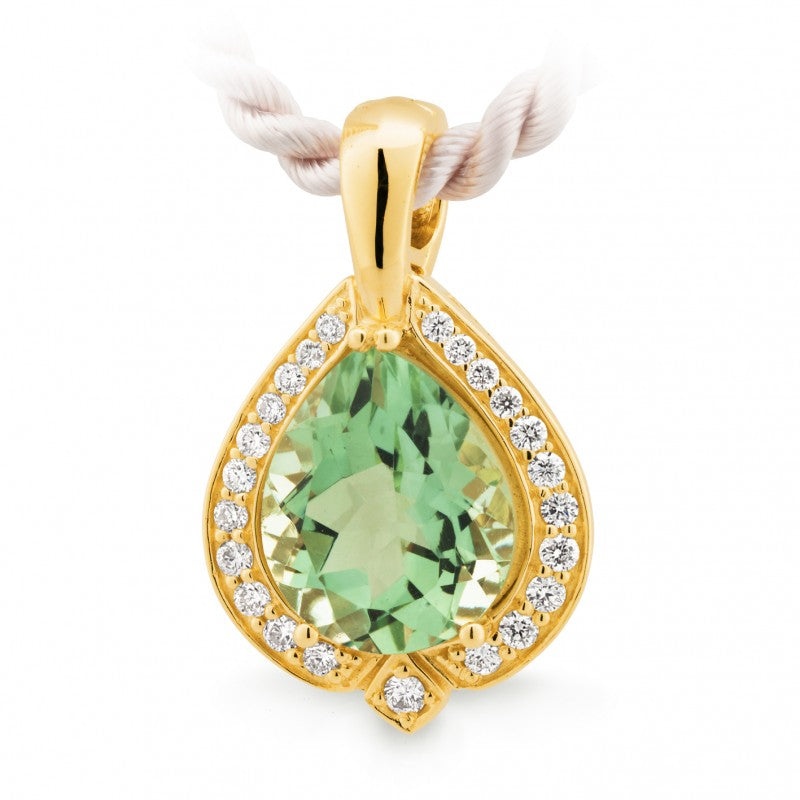 4.19ct Green Amethyst & 0.26ct Diamond Enhancer Pendant in 9ct Yellow Gold