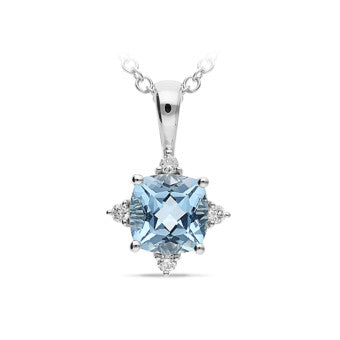 1.14ct Blue Topaz & Diamond Pendant 9ct White Gold