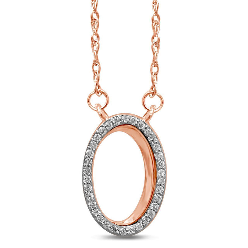 Diamond Oval Necklet 9ct Rose Gold