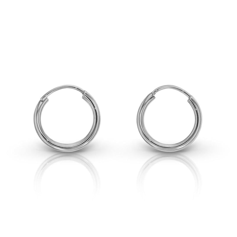 9ct White Gold 10mm Plain Sleeper Earrings