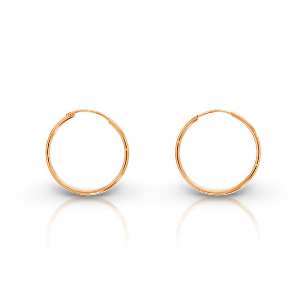 9ct Rose Gold 20mm Plain Sleeper Earrings