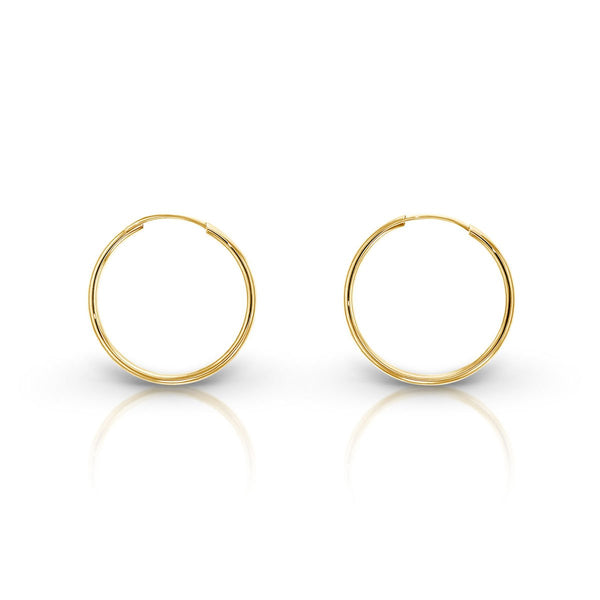 9ct Yellow Gold 20mm Plain Sleeper Earrings