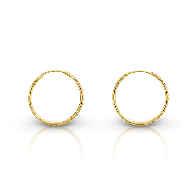 9ct Yellow Gold 20mm Diamond Cut Sleeper Earrings